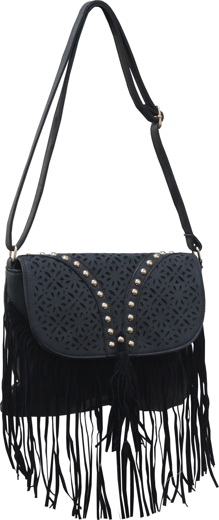Cutout Studded Crossbody with Fringe Mix - Image 2