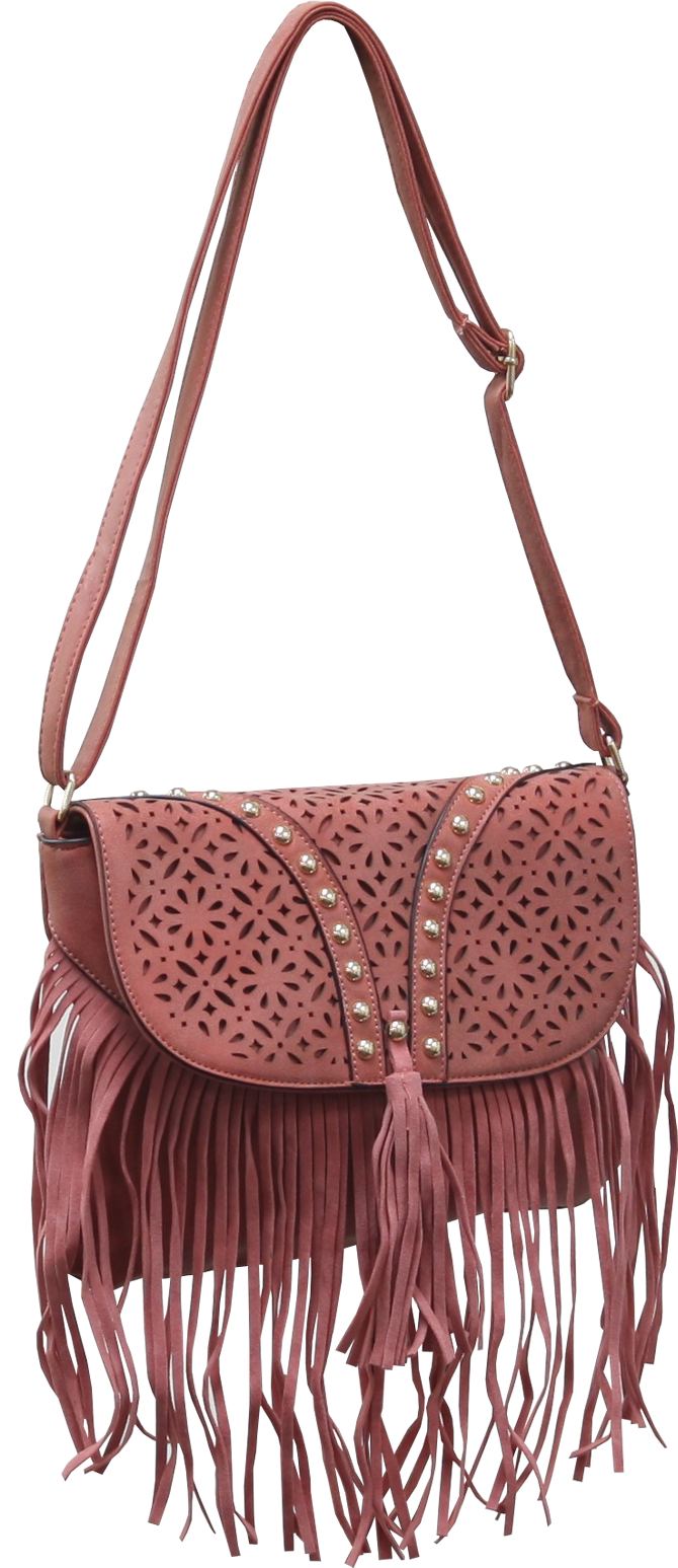 Cutout Studded Crossbody with Fringe Mix - Image 3