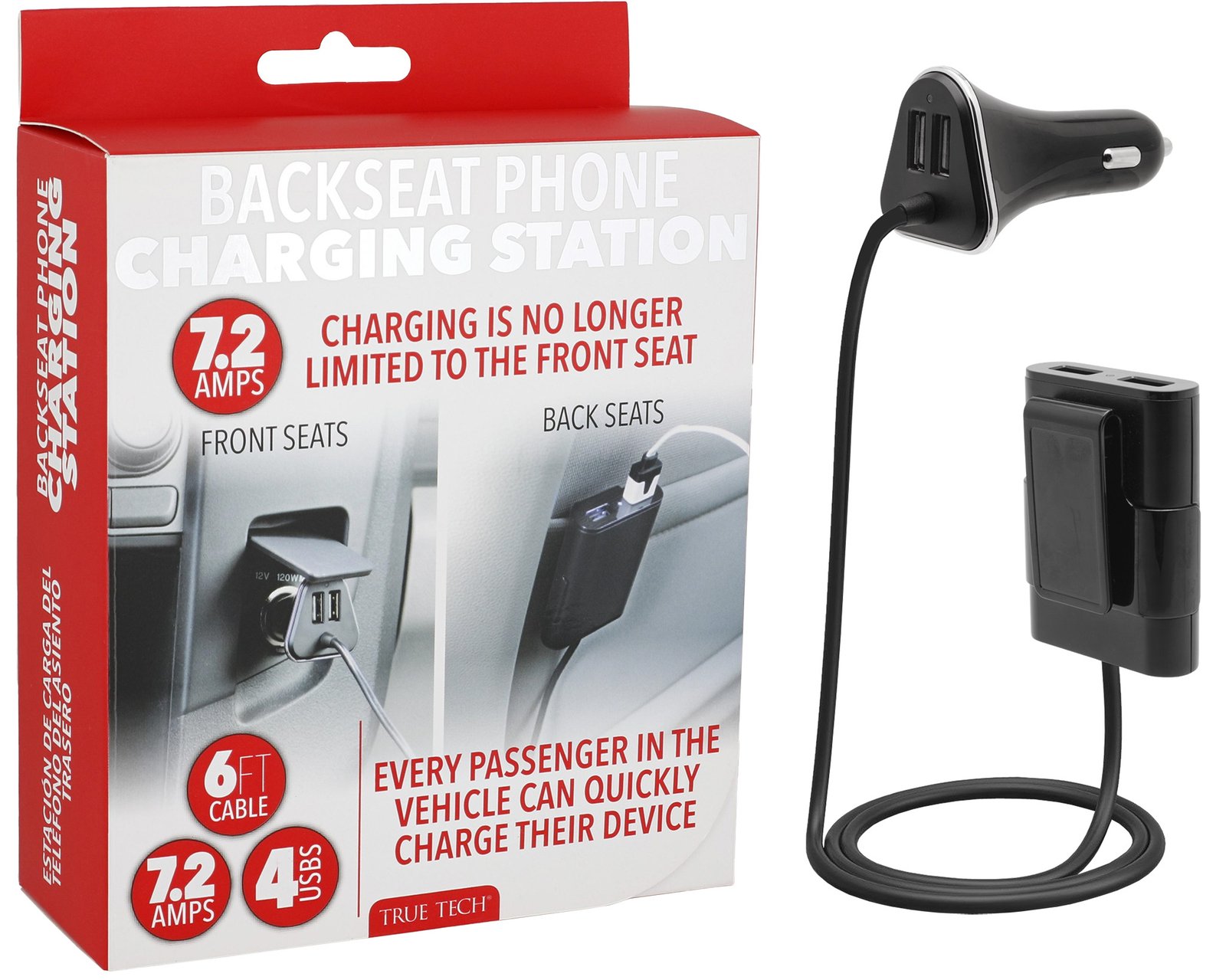 7.2 Amp 4 USB Car Charger
