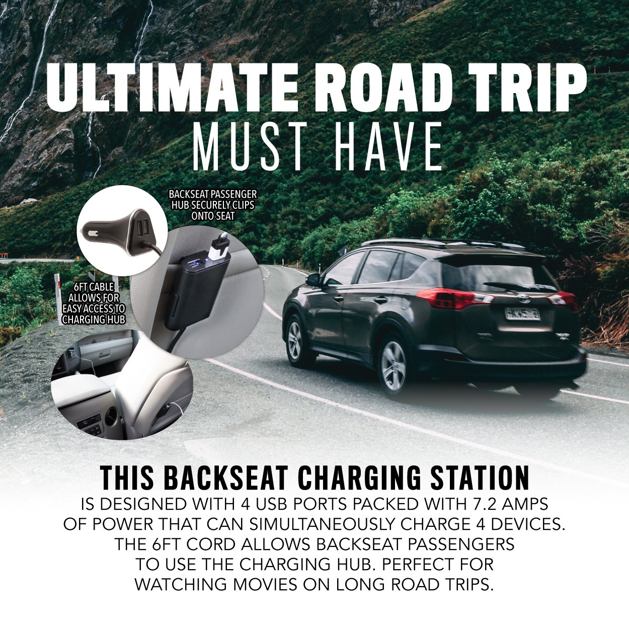 7.2 Amp 4 USB Car Charger - Image 5