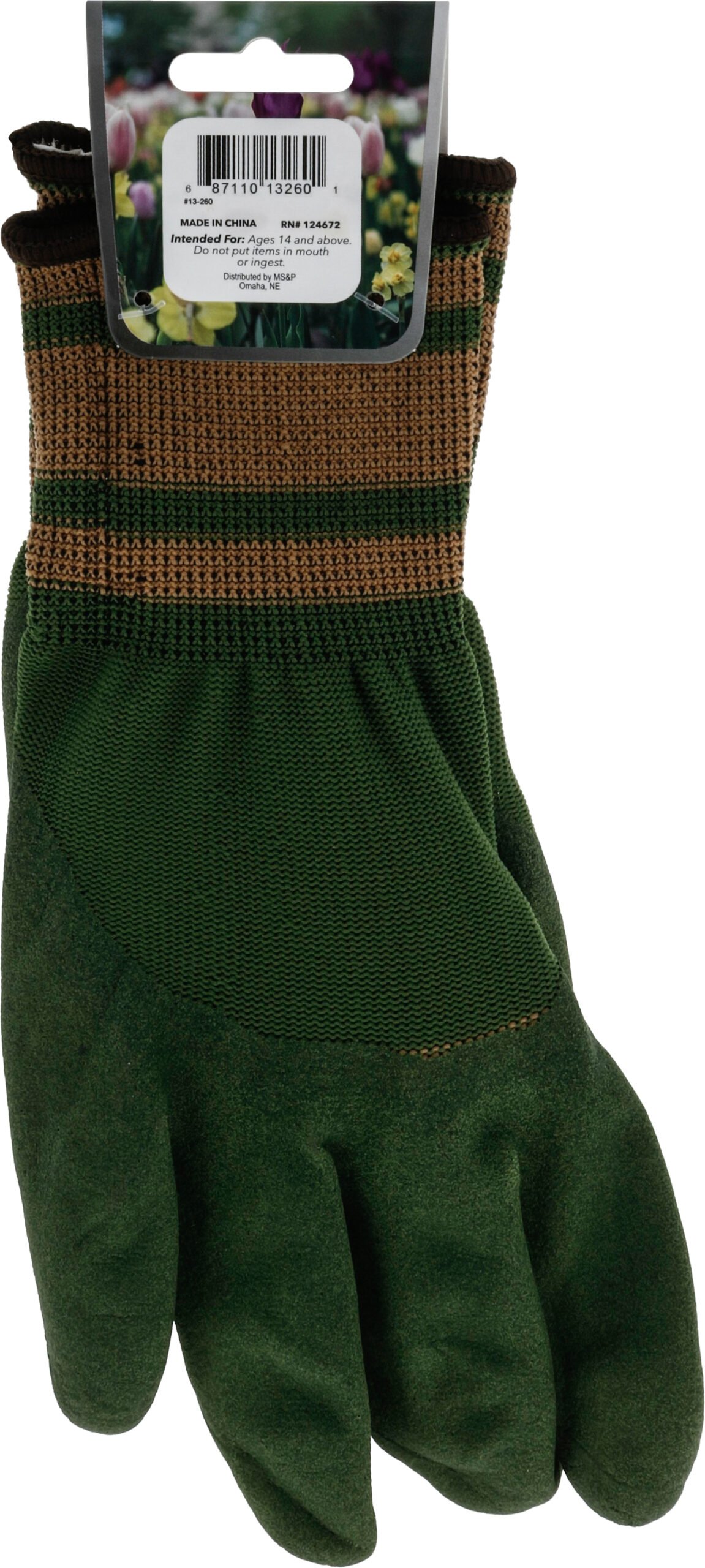 Forest Green Garden Gloves with Rubber Palm - Image 2